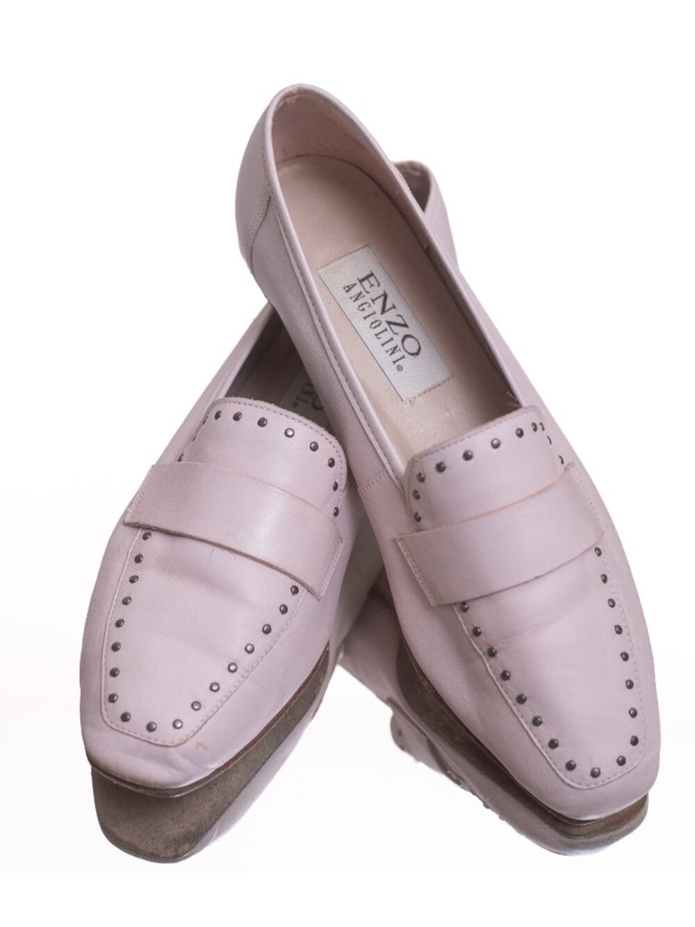 Vintage Enzo Angiolini Loafers Flats Blush Pink Flats Luxury Leather Womens 8 9